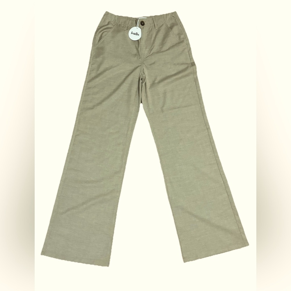 Tan Wide Leg High-Waisted Pants - Picture 4 of 5